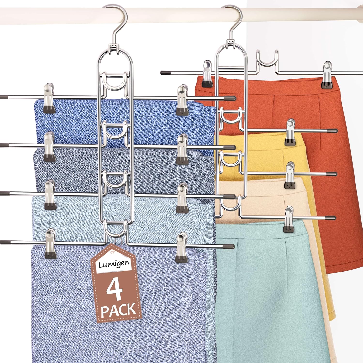 Heavy‑Duty Clip Pants Skirt Hangers